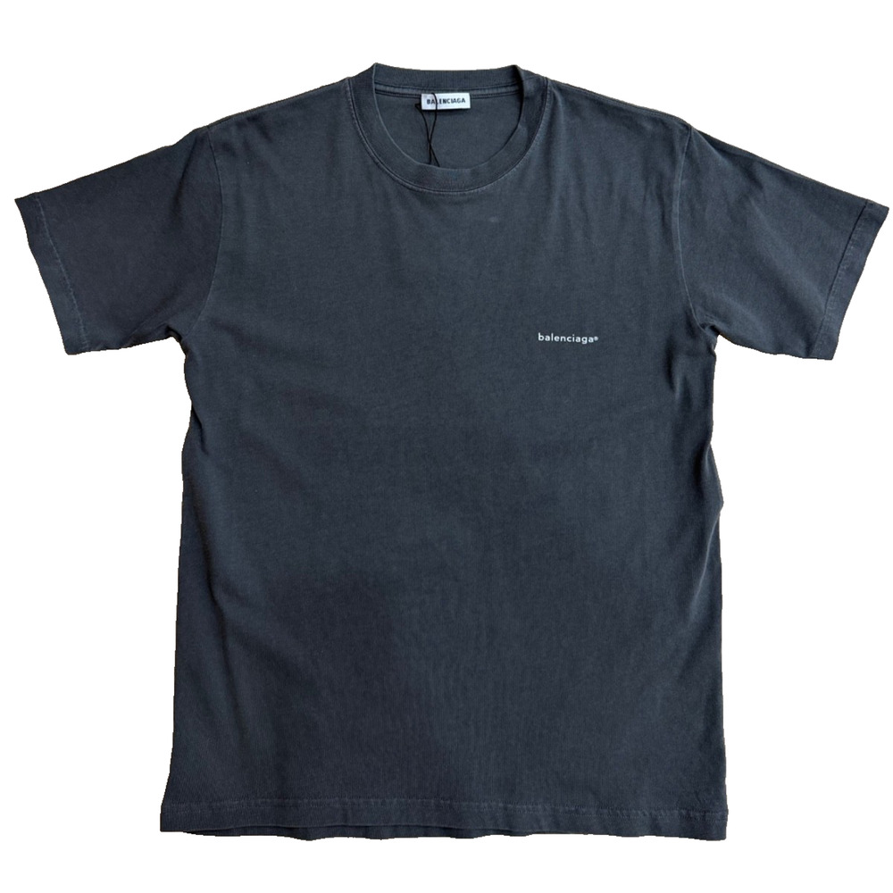 Balenciaga Archetype 2017 Washed Dark Grey Logo Short Sleeve Tee T-Shirt Medium